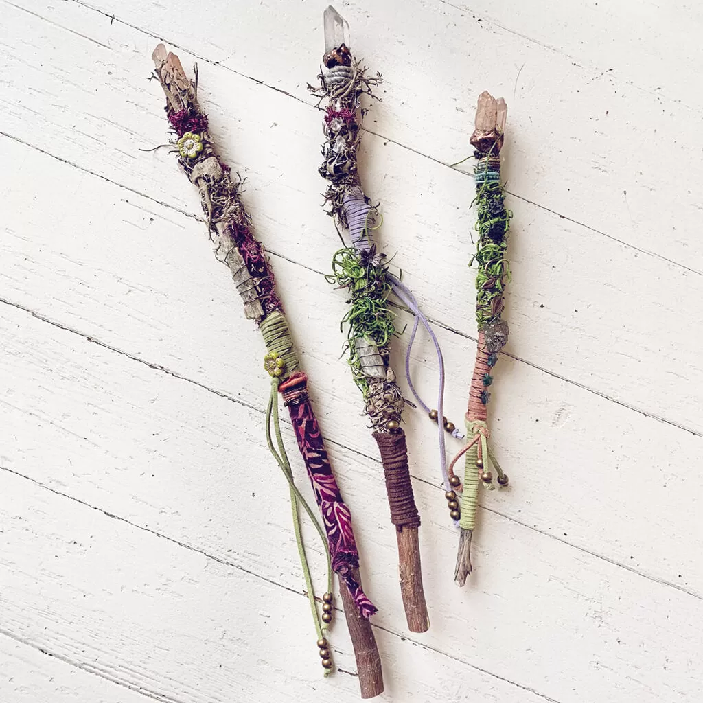 magick // willow or applewood branch crystal electroformed wand