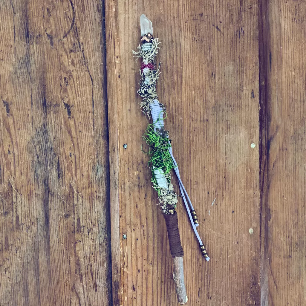 magick // willow or applewood branch crystal electroformed wand