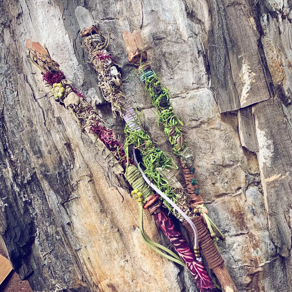 magick // willow or applewood branch crystal electroformed wand