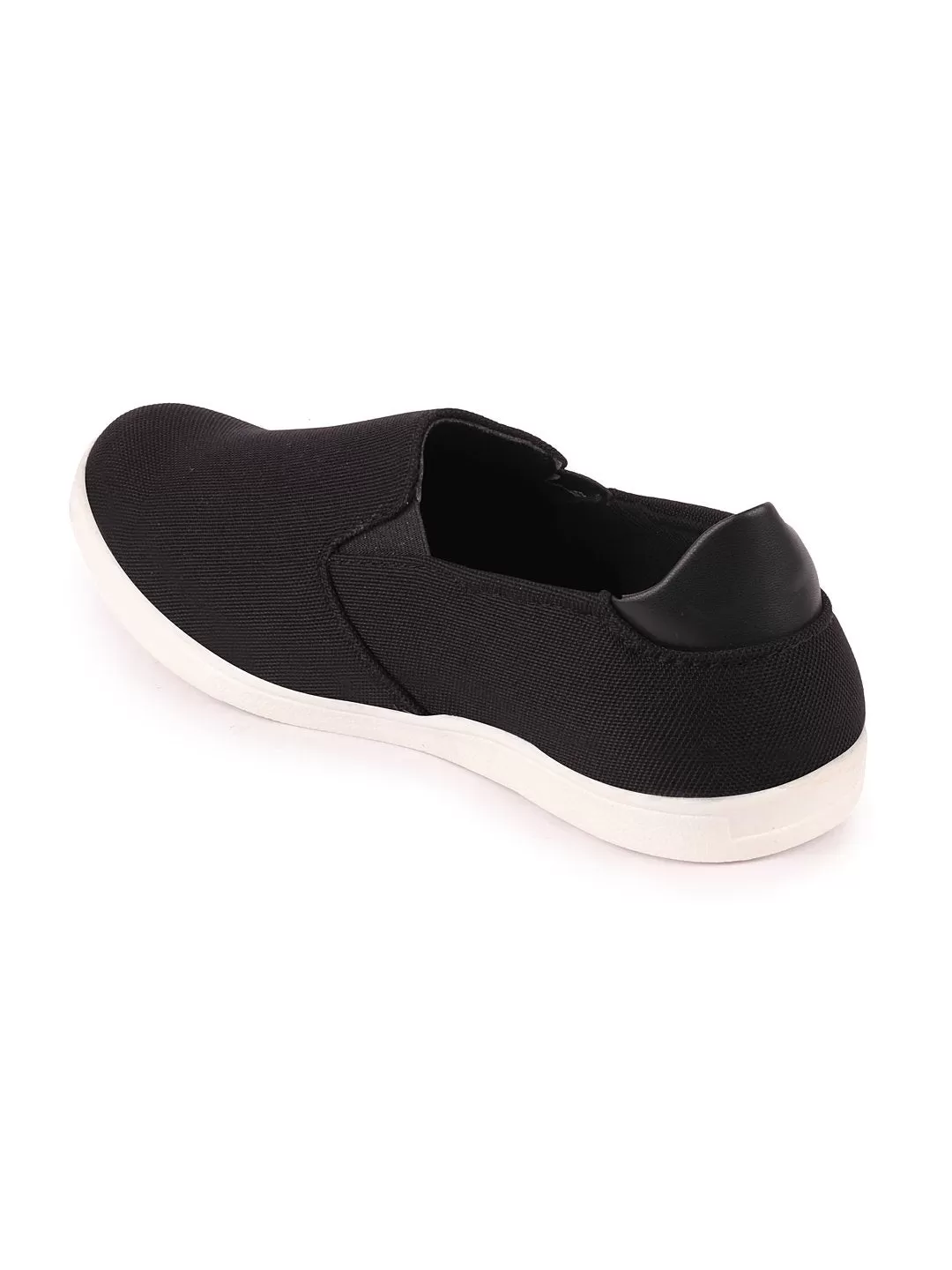 Men Black Casual Canvas Slip-On Loafers