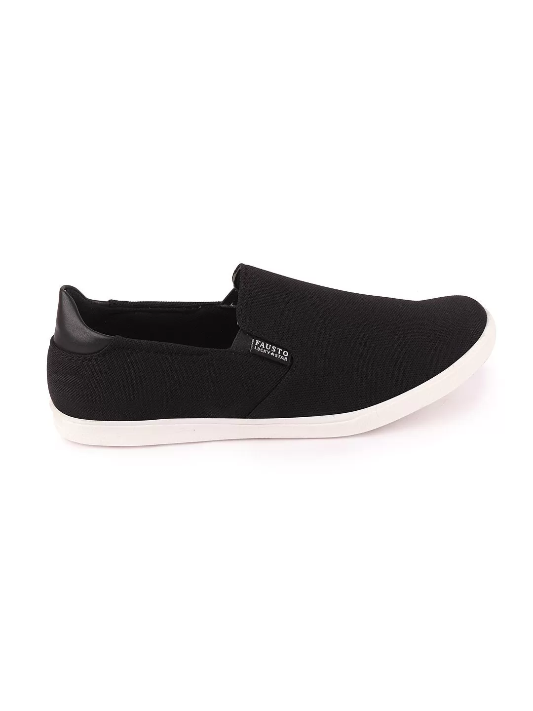 Men Black Casual Canvas Slip-On Loafers