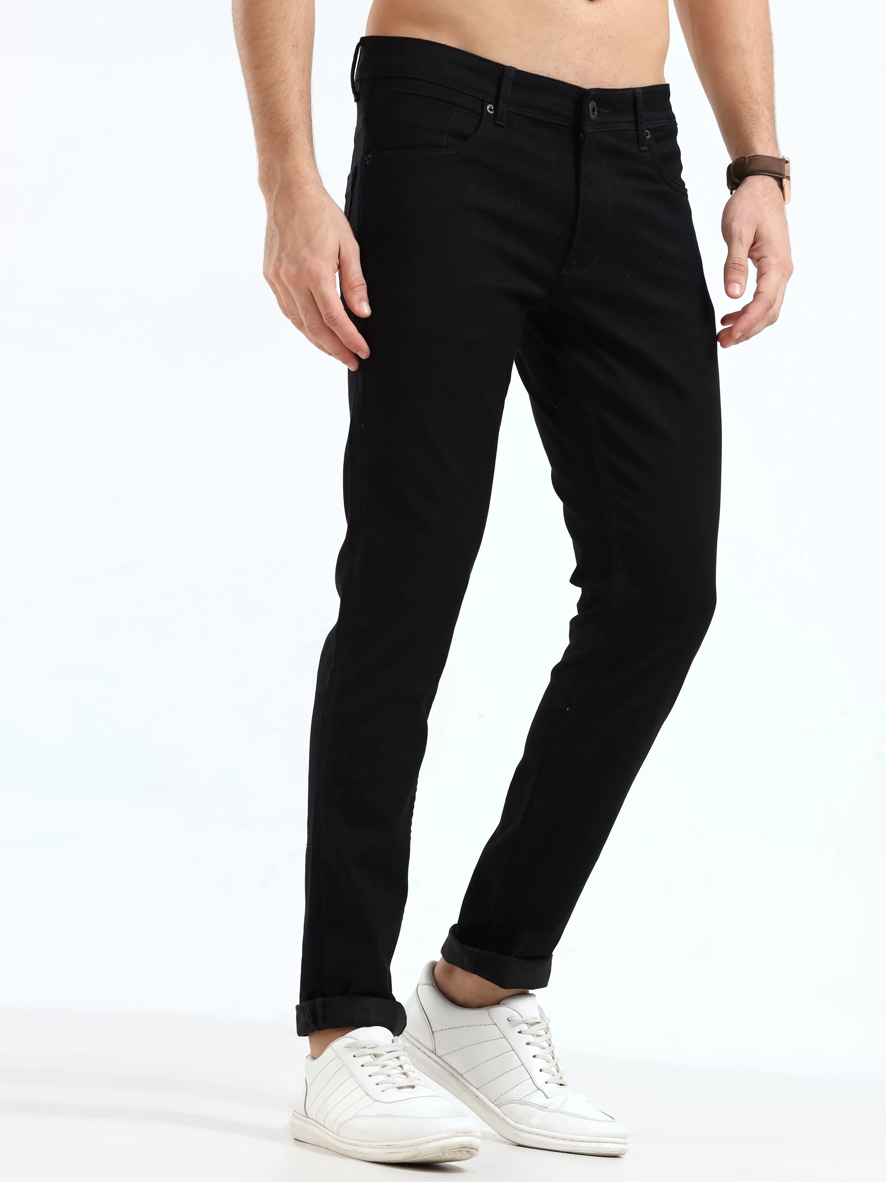 MEN'S BLACK SOLID SLIM FIT JEANS