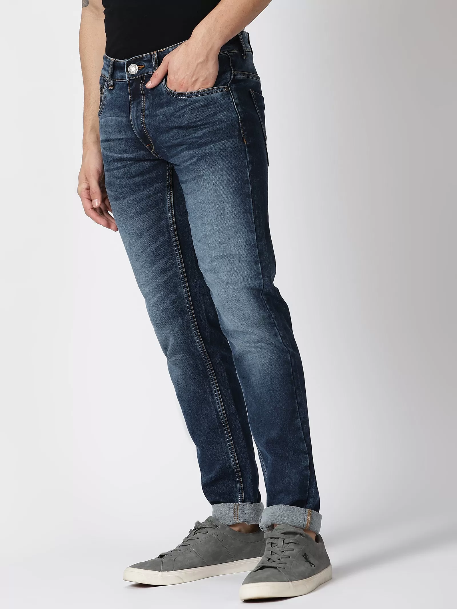 MEN'S BLUE SOLID JASON FIT JEANS