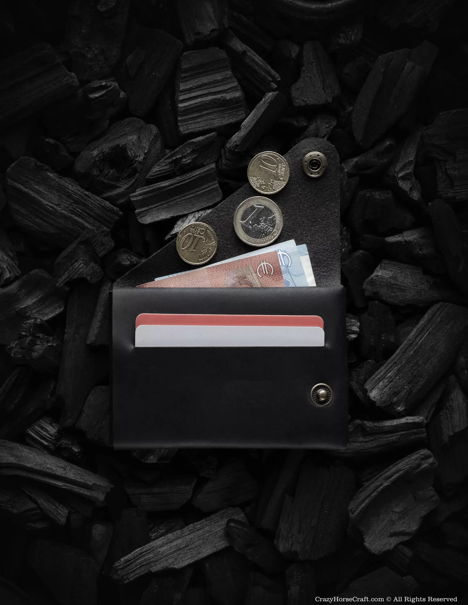 Minimalist leather wallet/card holder | Carbon Black