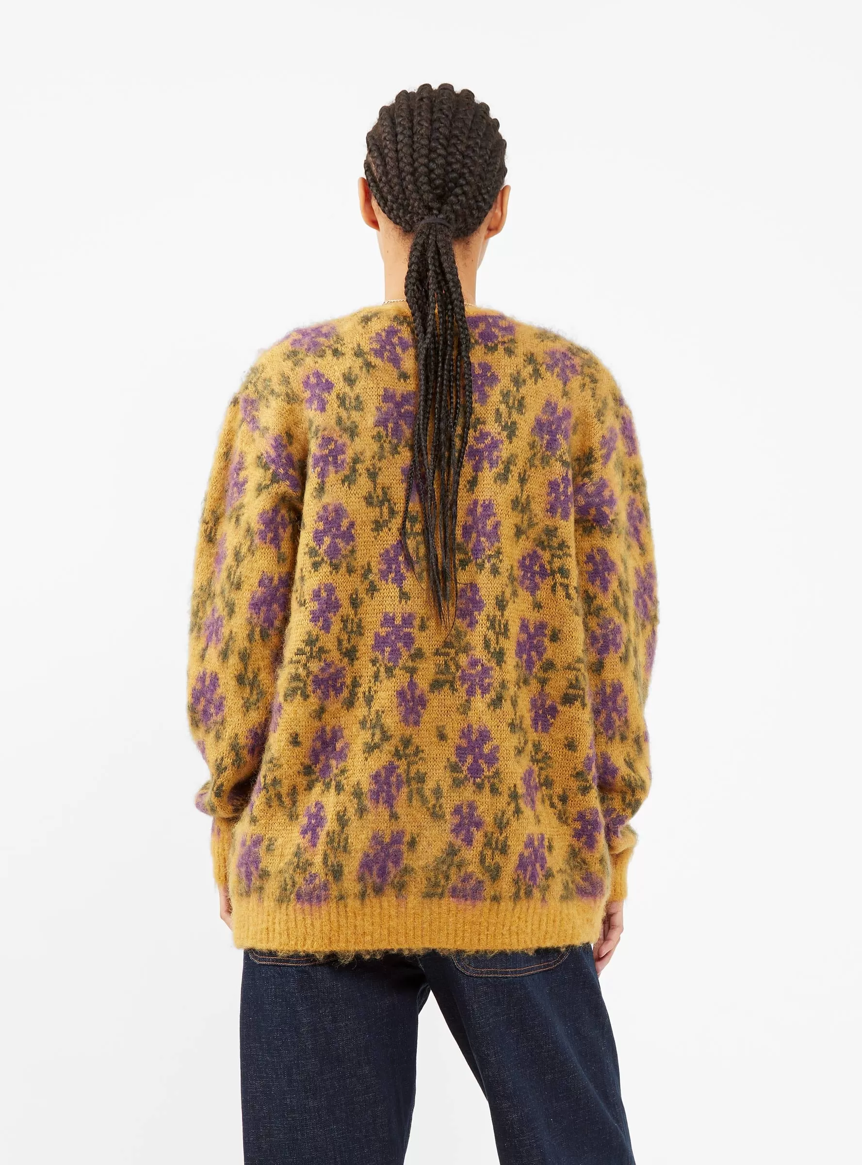 Mohair Cardigan Yellow Floral