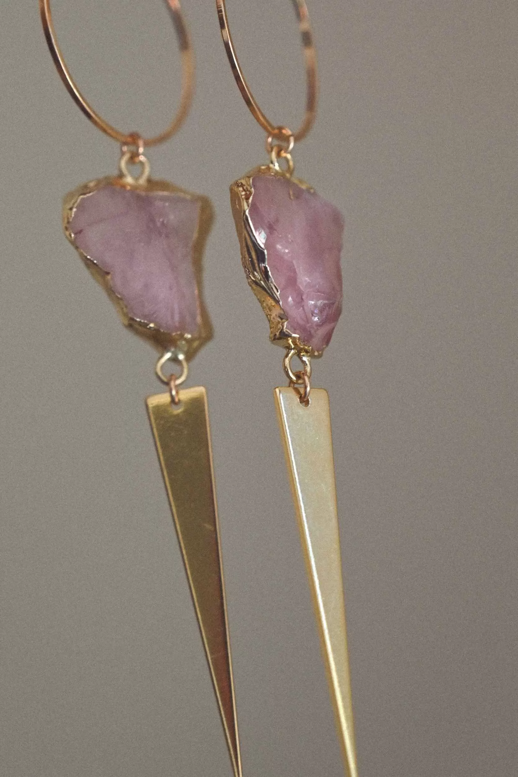 My Fiercest Protector Rose Quartz Gold Earrings