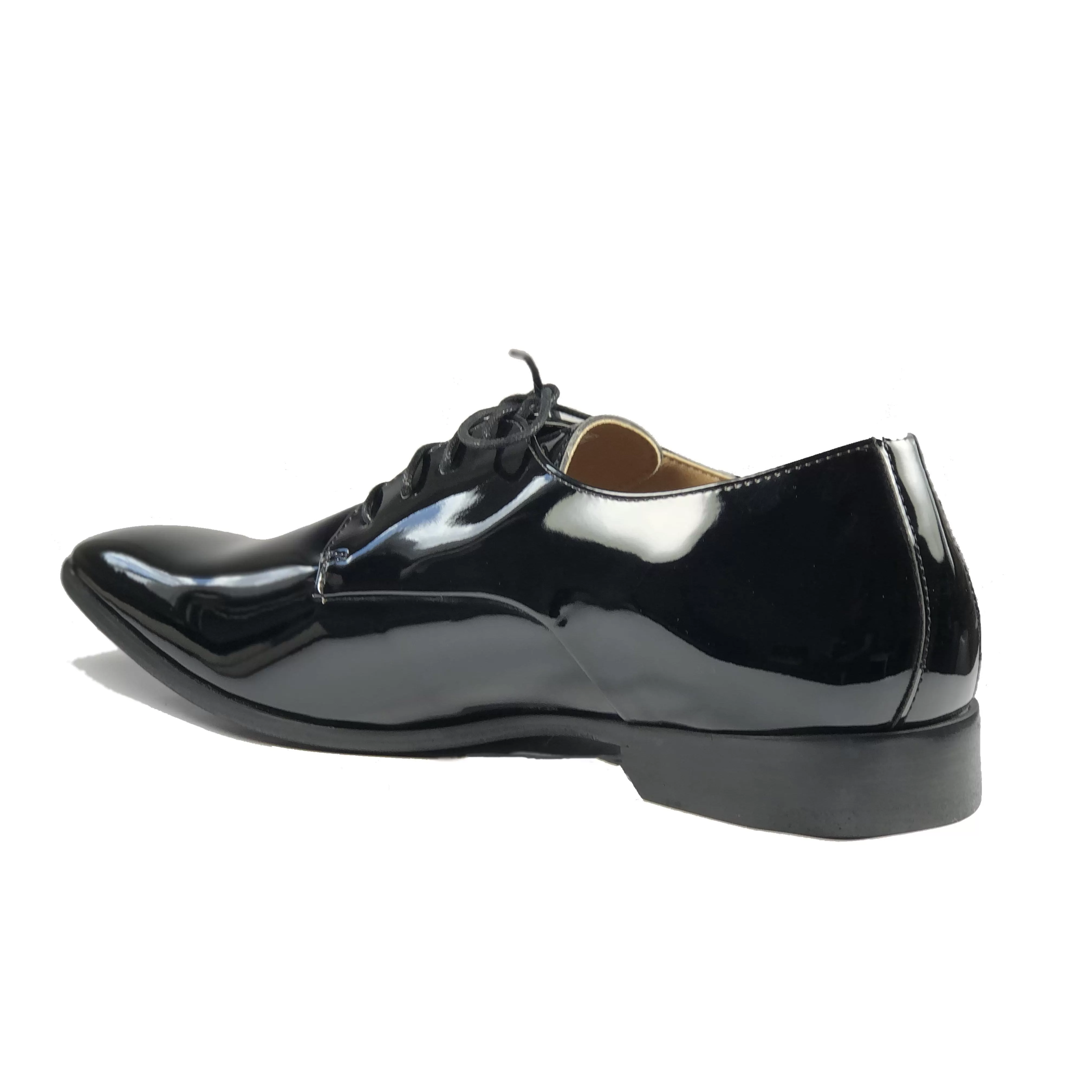 'Nero' Men's Vegan Derby Shoe by Zette Shoes - Black Patent