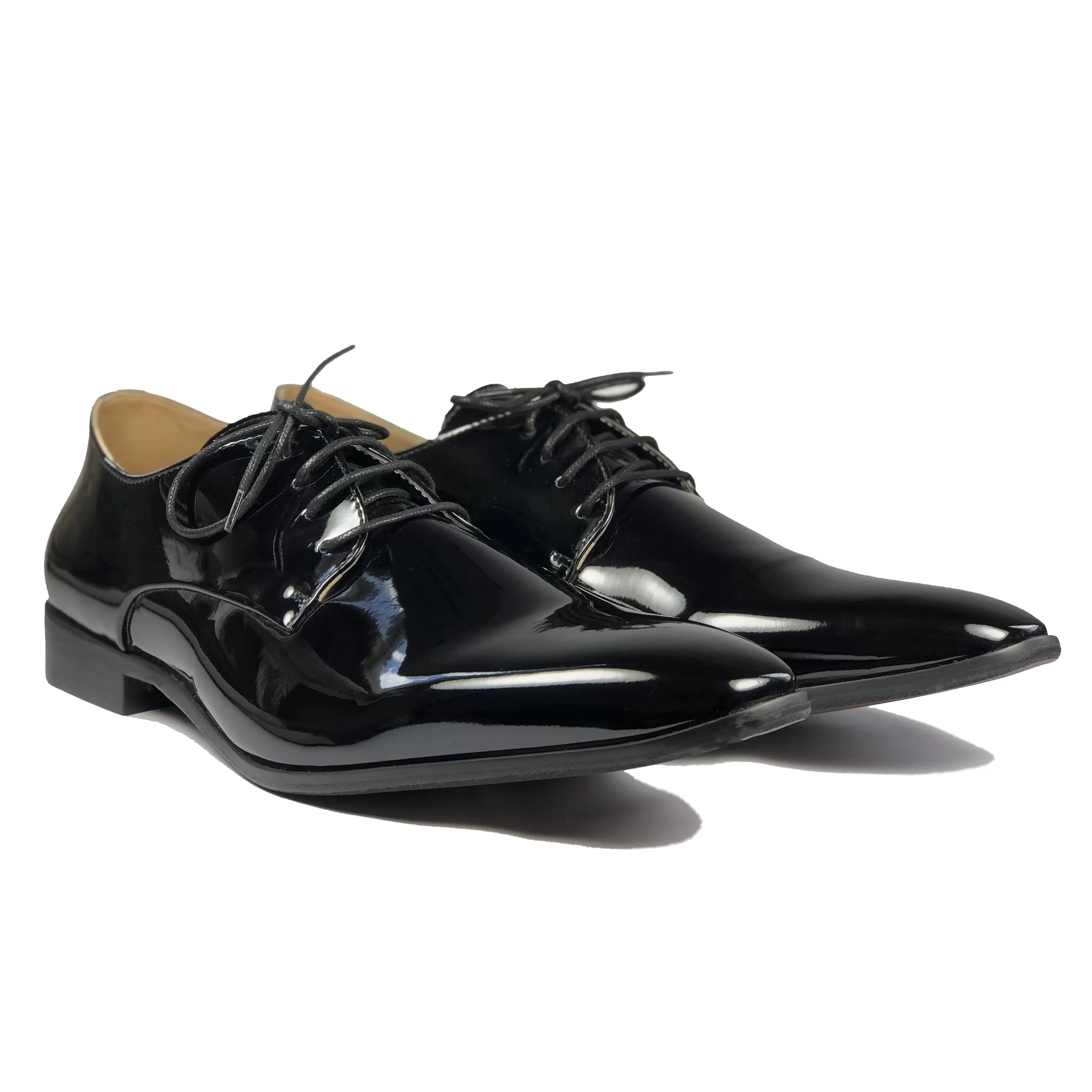 'Nero' Men's Vegan Derby Shoe by Zette Shoes - Black Patent