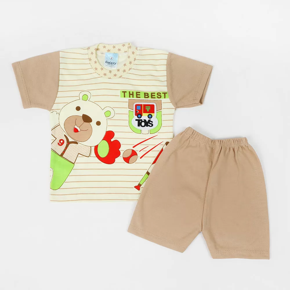 Newborn Boy Half Sleeves Suit - Brown