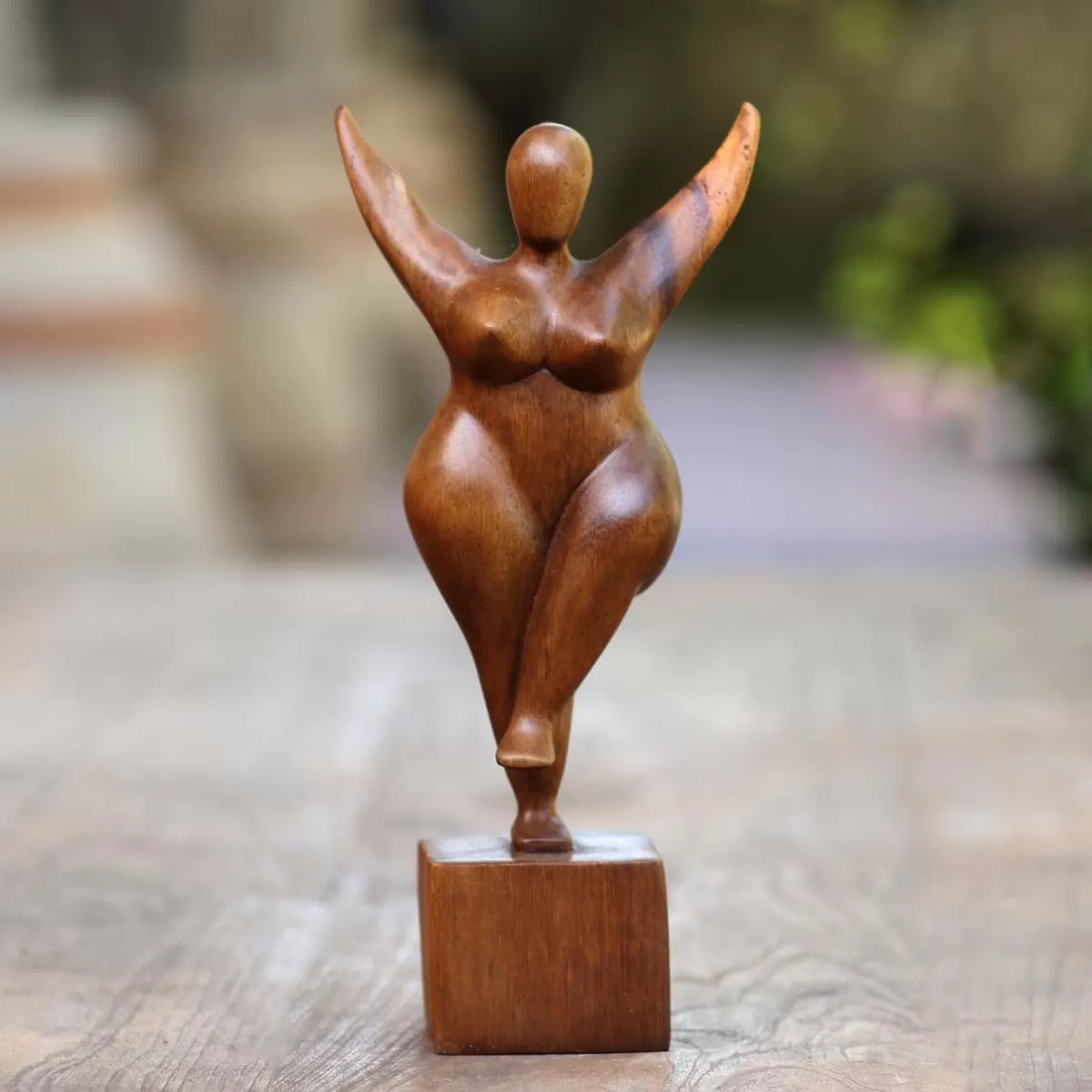 Novica Curvy And Happy Wood Sculpture