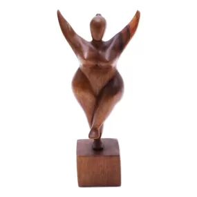 Novica Curvy And Happy Wood Sculpture