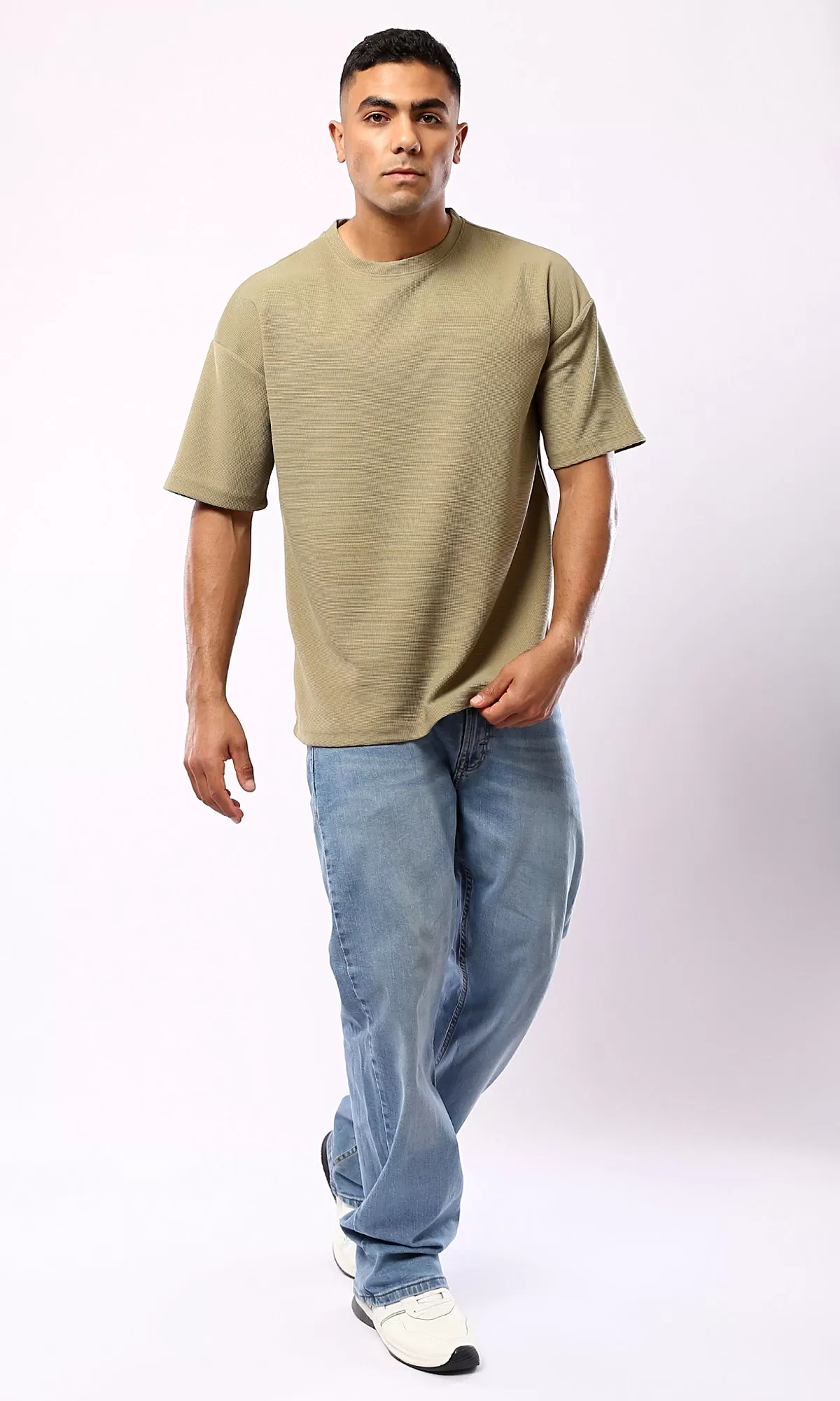 O182739 Slip On Relaxed Fit Pastel Olive Slip On Tee