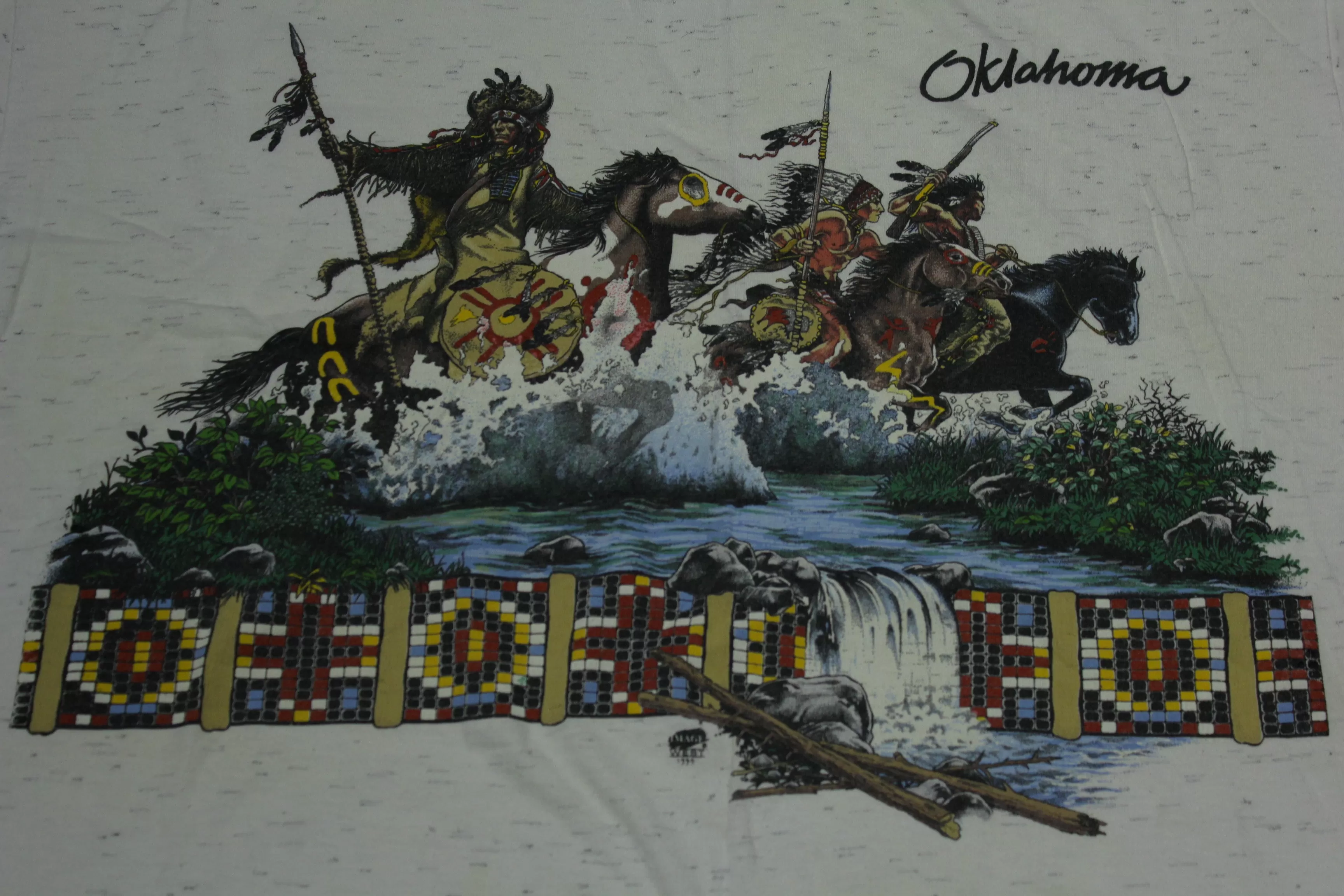 Oklahoma 1994 Image West Tribal Native American Vintage 90's Oneita USA Tourist T-Shirt