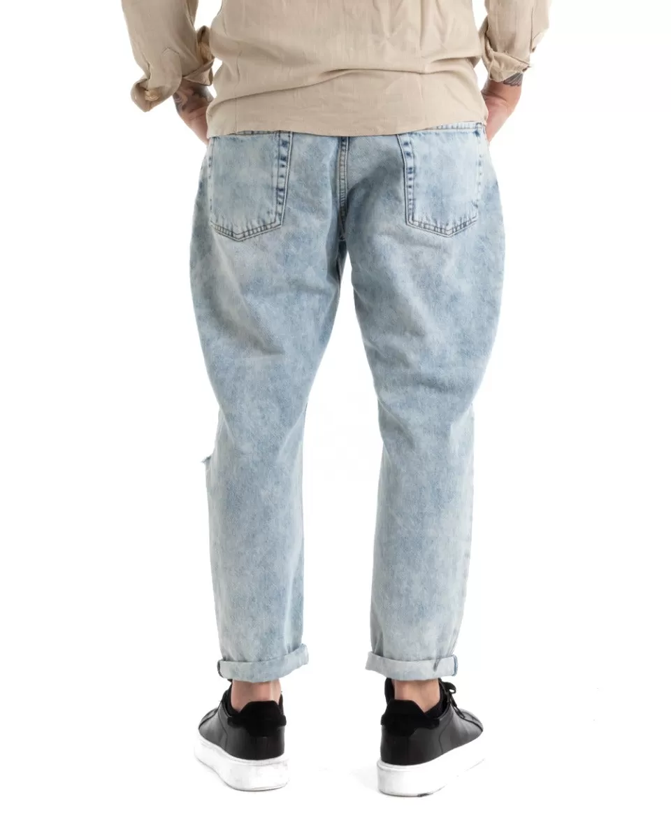 Pantaloni Jeans Uomo Loose Fit Denim Sabbiato Stone Washed Cinque Tasche GIOSAL-P5289A