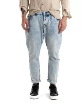 Pantaloni Jeans Uomo Loose Fit Denim Sabbiato Stone Washed Cinque Tasche GIOSAL-P5289A