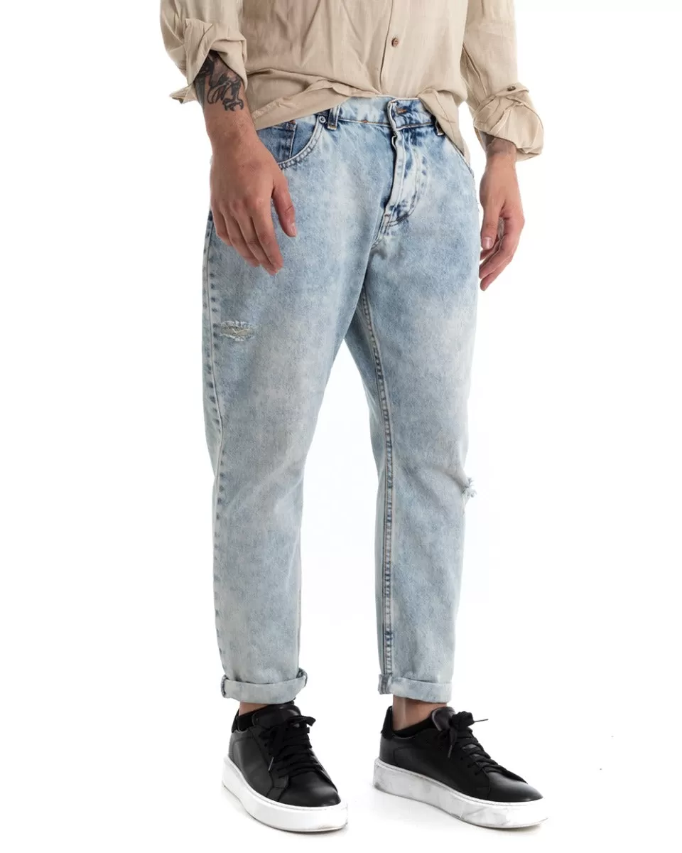 Pantaloni Jeans Uomo Loose Fit Denim Sabbiato Stone Washed Cinque Tasche GIOSAL-P5289A