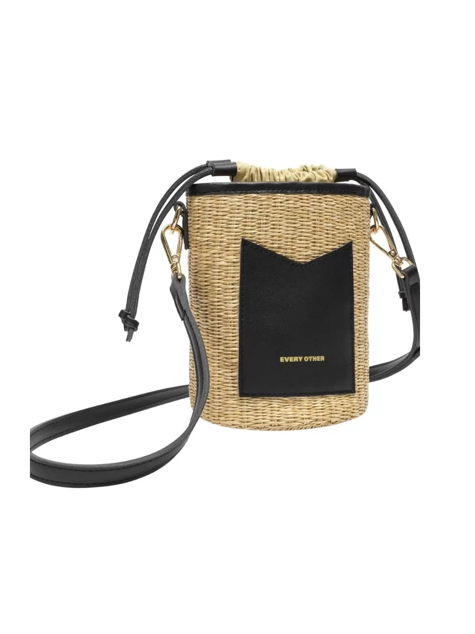 Rattan Drawstring Bag - Black