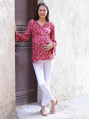 Red Maternity and Pregnancy Top