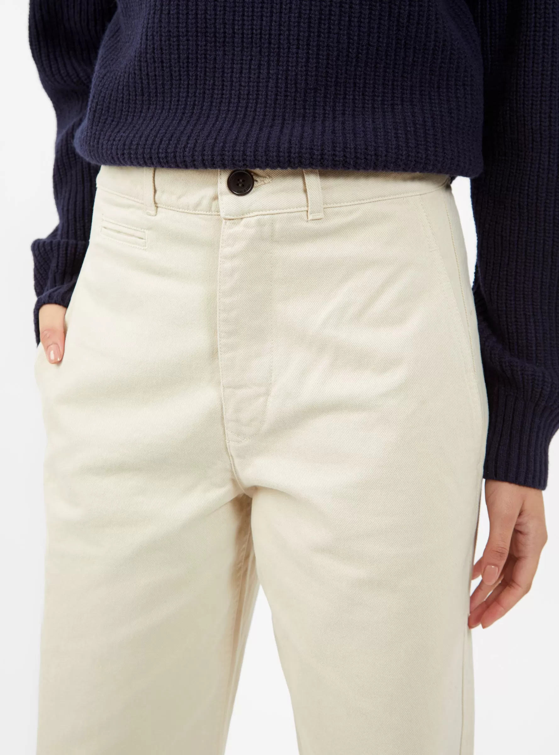 Reno Brushed Twill Trousers Off White