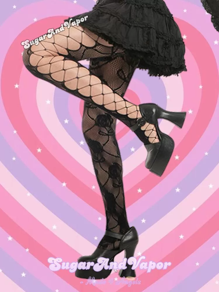 Rozen Lolita Hollow-out Fishnet Tights