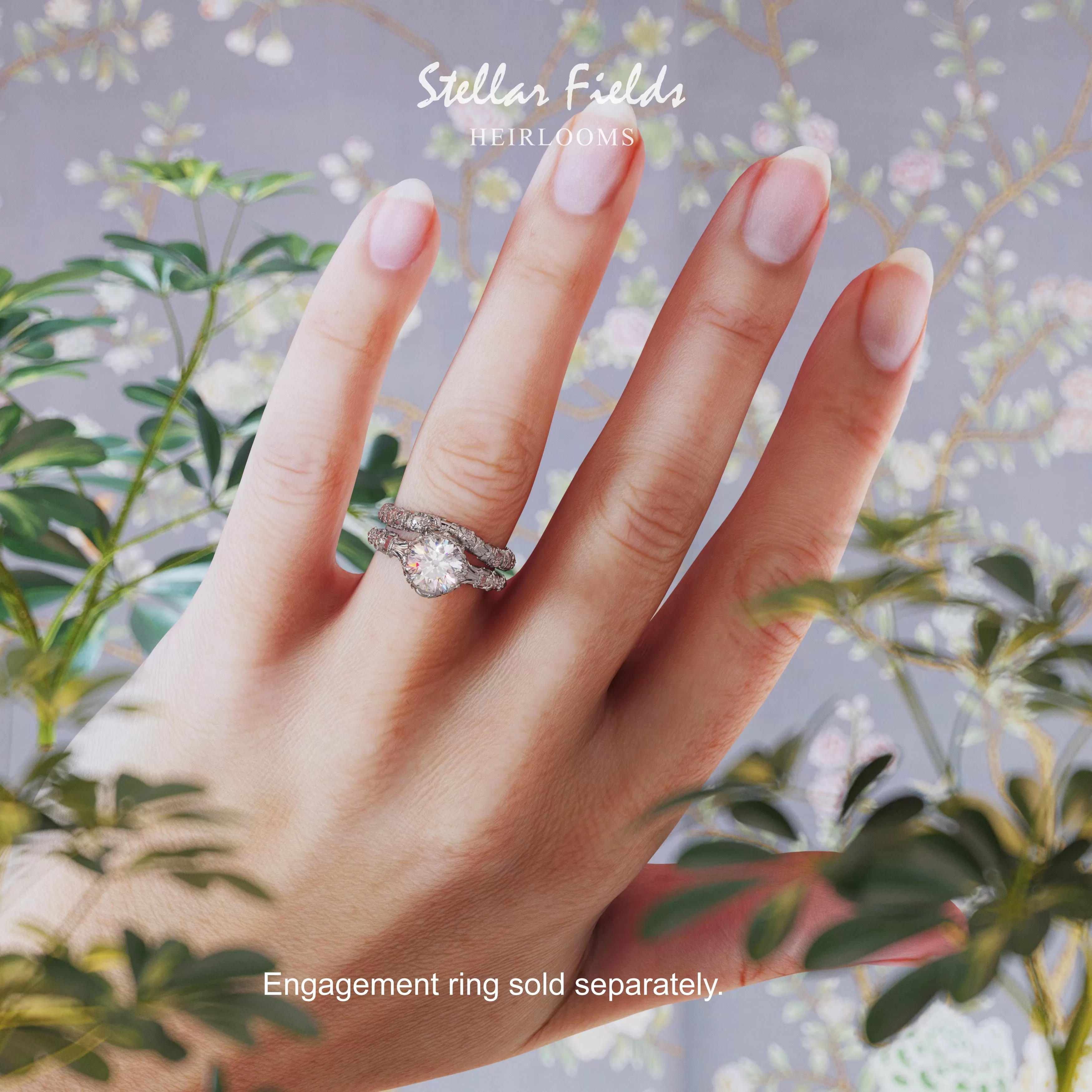 Sculpted Wedding Ring Flourish Shadow Ring - Elodie