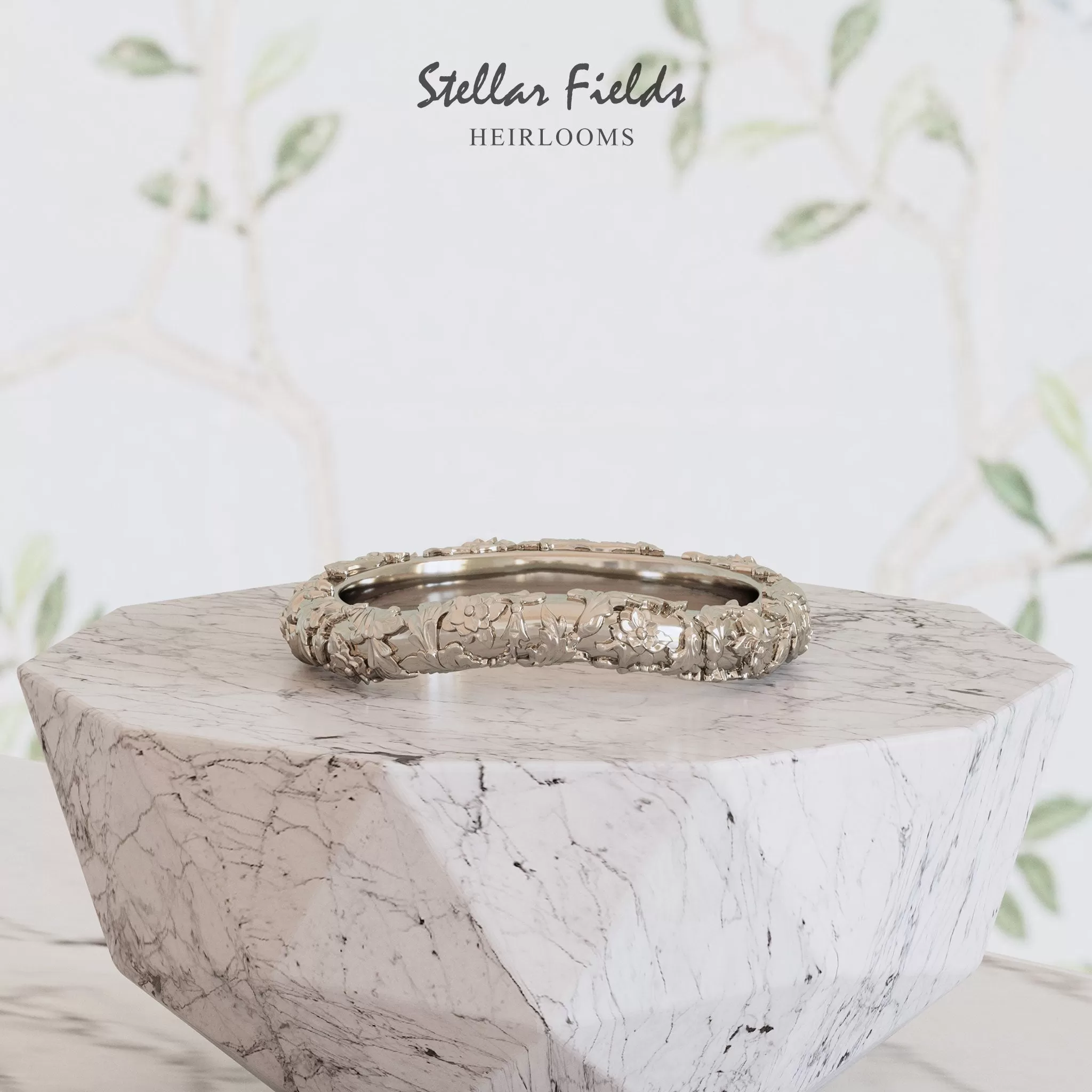 Sculpted Wedding Ring Flourish Shadow Ring - Elodie