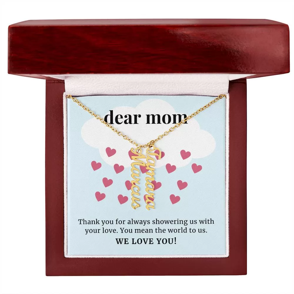 Showering Us With Your Love, To Mom Gift Custom Multi Children Name Necklace