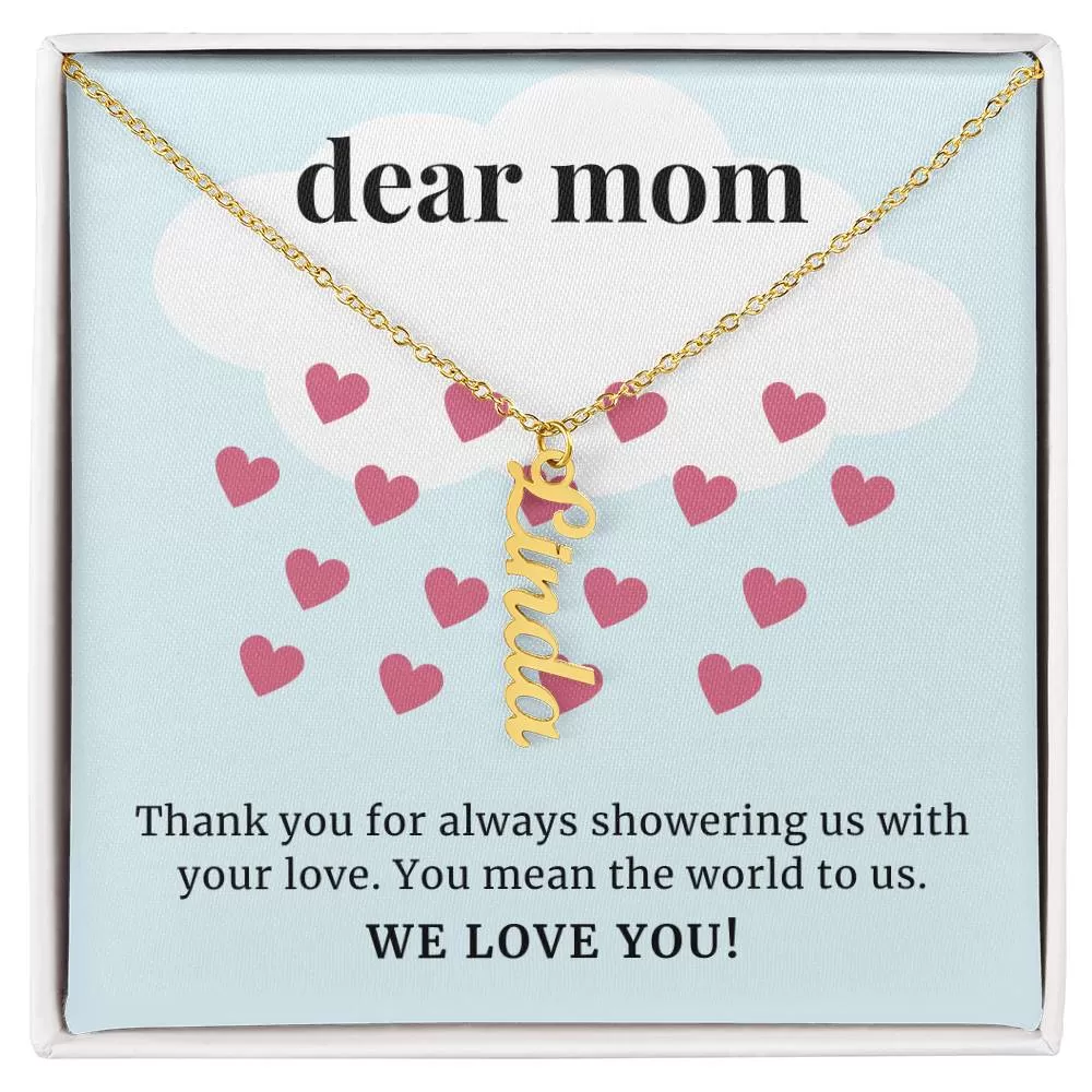 Showering Us With Your Love, To Mom Gift Custom Multi Children Name Necklace