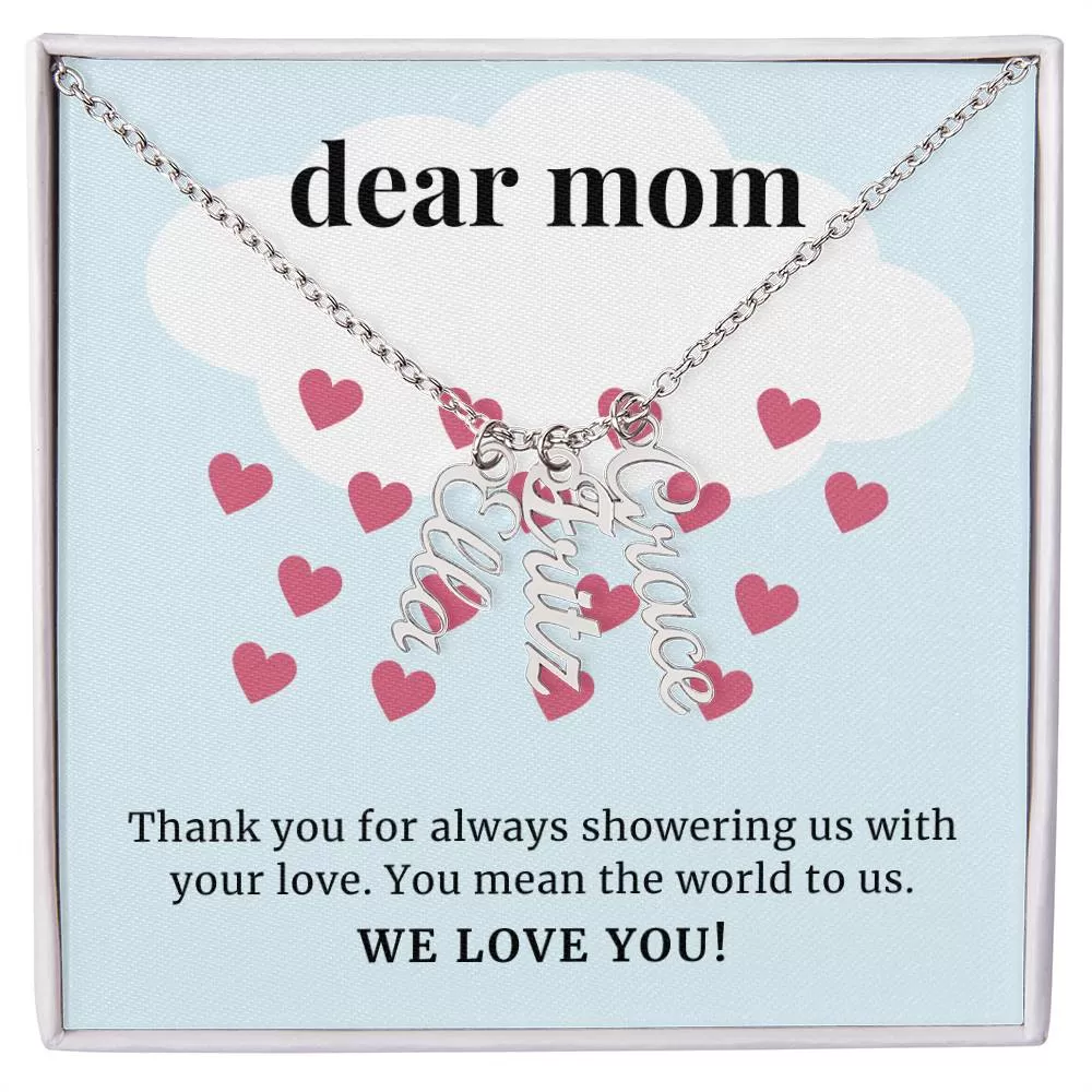 Showering Us With Your Love, To Mom Gift Custom Multi Children Name Necklace