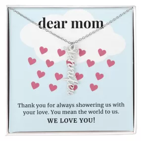 Showering Us With Your Love, To Mom Gift Custom Multi Children Name Necklace