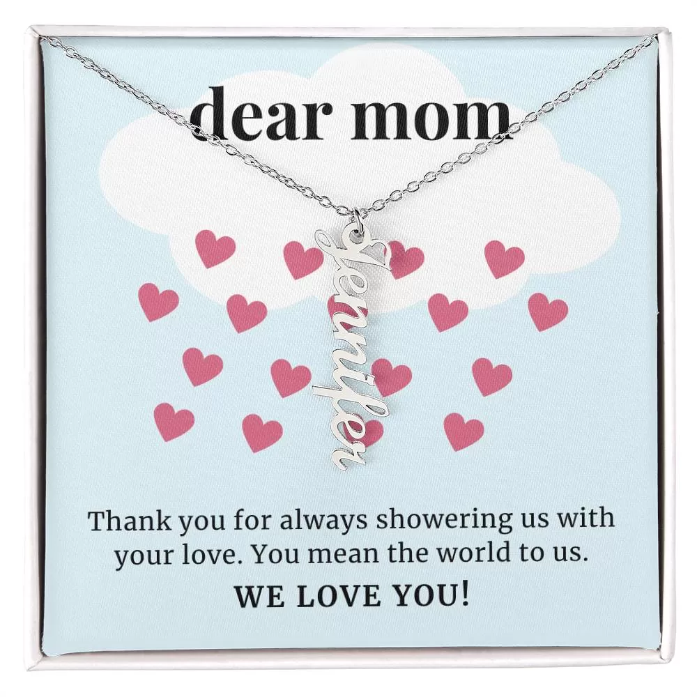 Showering Us With Your Love, To Mom Gift Custom Multi Children Name Necklace