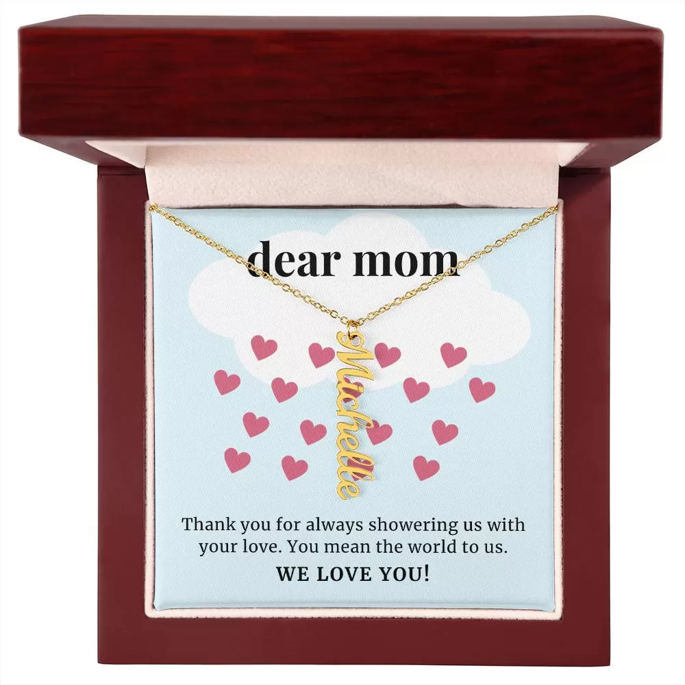 Showering Us With Your Love, To Mom Gift Custom Multi Children Name Necklace