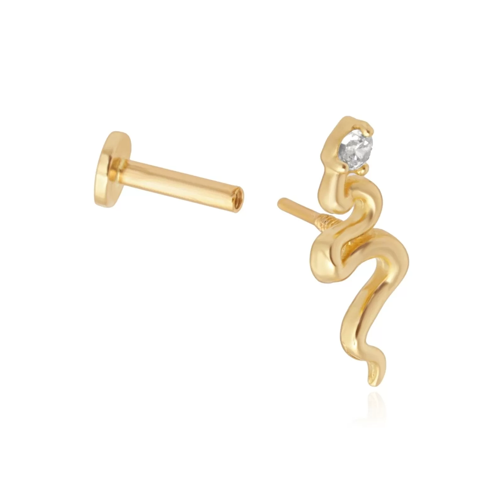 Snake Flat Back Earring with Stone