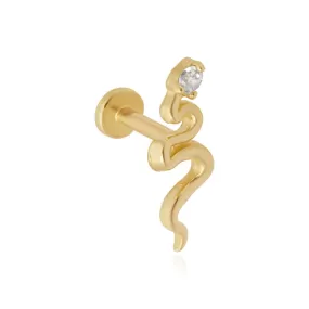 Snake Flat Back Earring with Stone