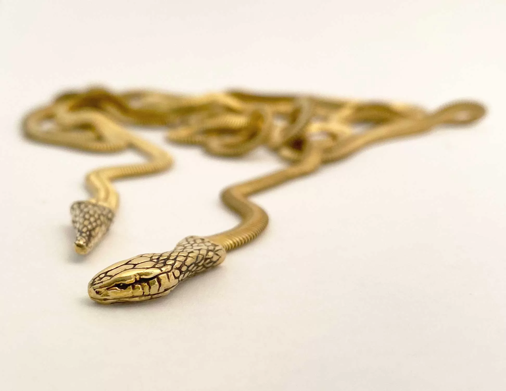 Snake Lariat Necklace in gold