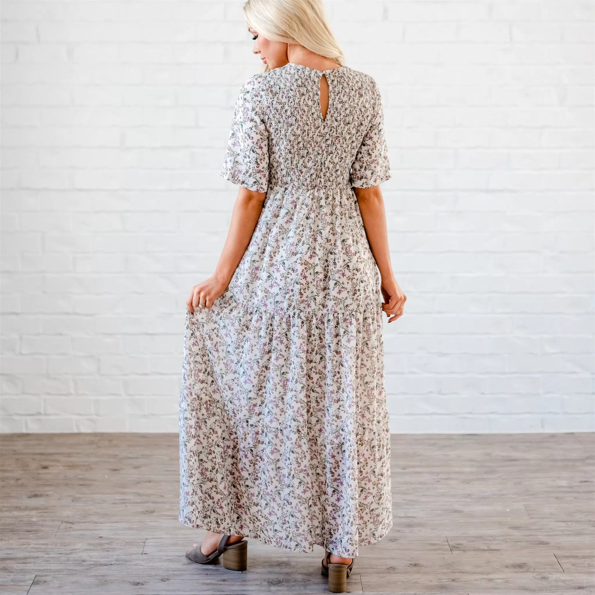 The Bella Smocked Maxi Dress: Ivory