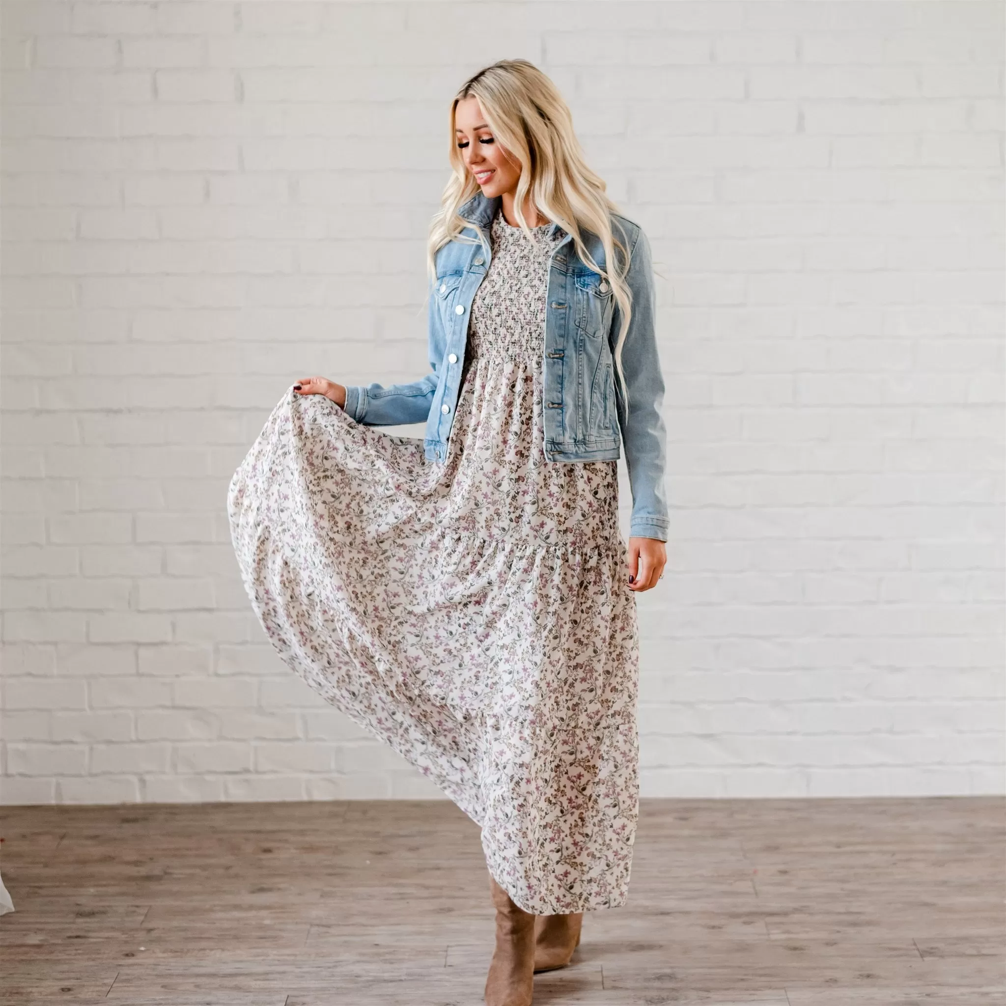 The Bella Smocked Maxi Dress: Ivory