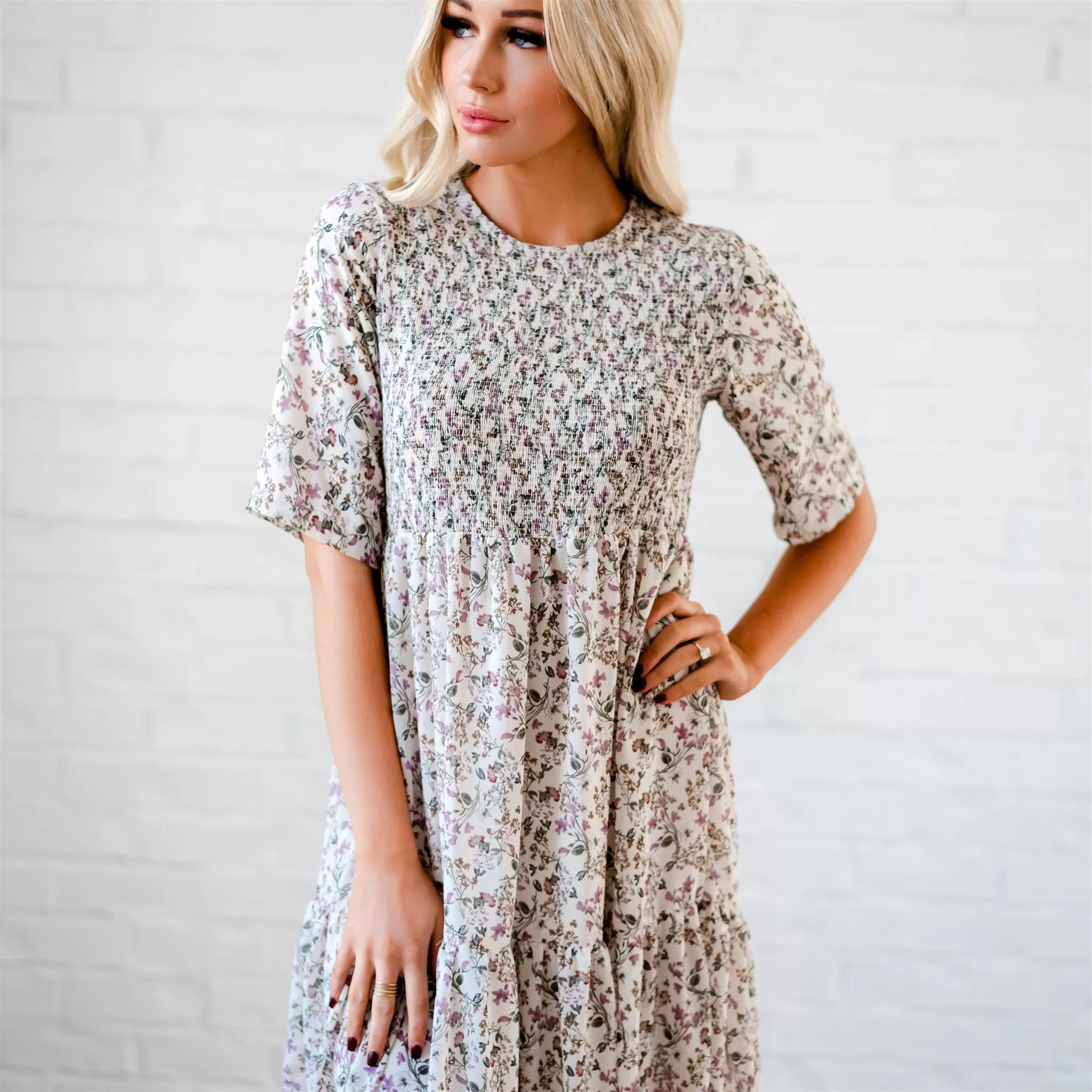 The Bella Smocked Maxi Dress: Ivory