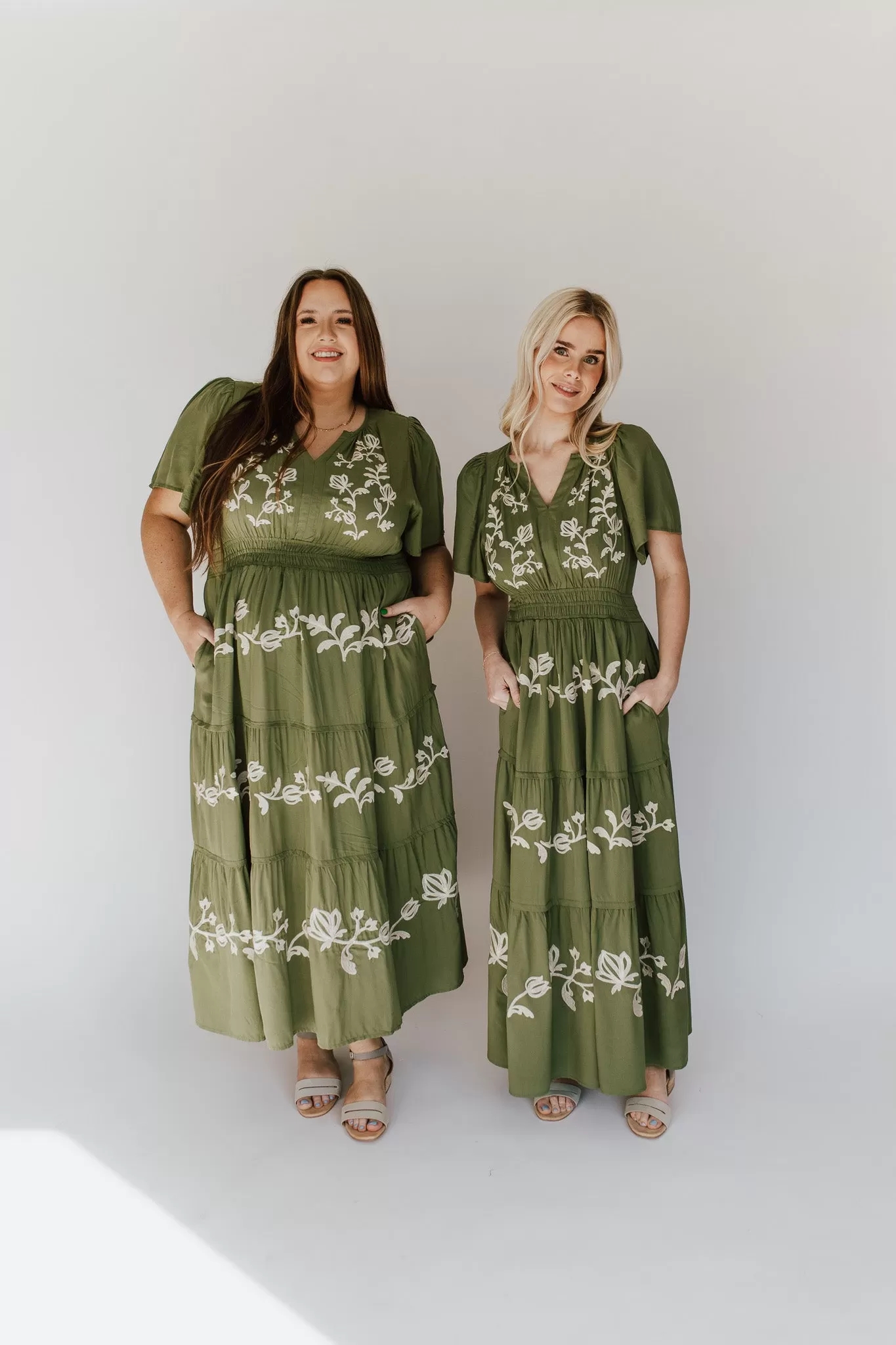 The Radford Embroidered Maxi Dress in Olive (PRE-ORDER: SHIPS IN 3-4 WEEKS)