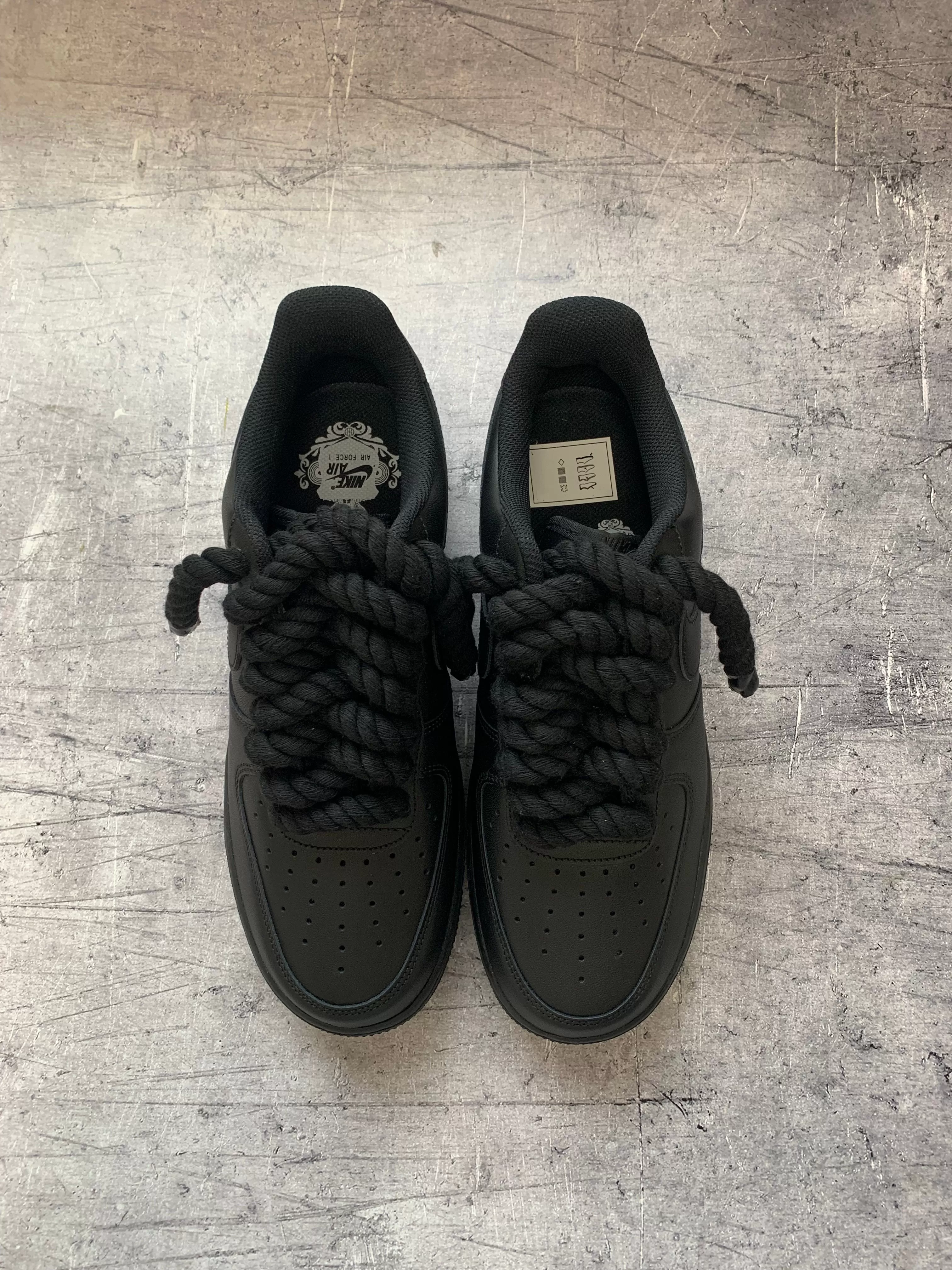 Thicc Laces - Black Air Force 1 | UK 8 (Faulty)