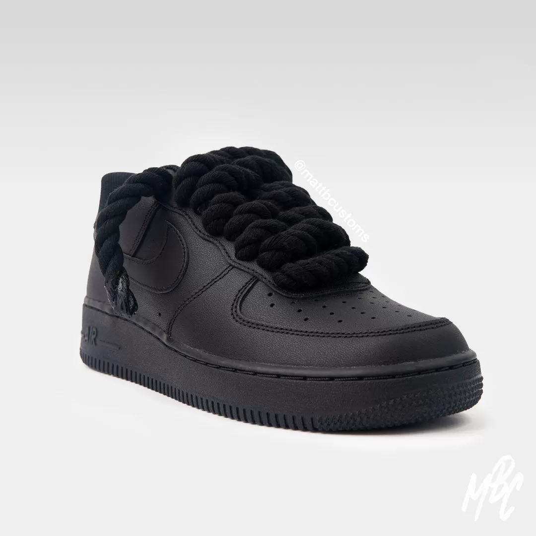 Thicc Laces - Black Air Force 1 | UK 8 (Faulty)