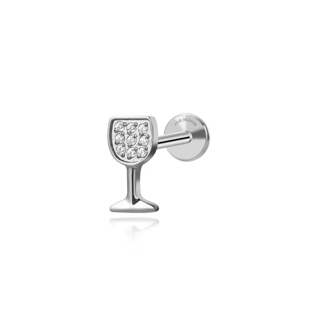 Titanium White Wine Glass Piercing Stud