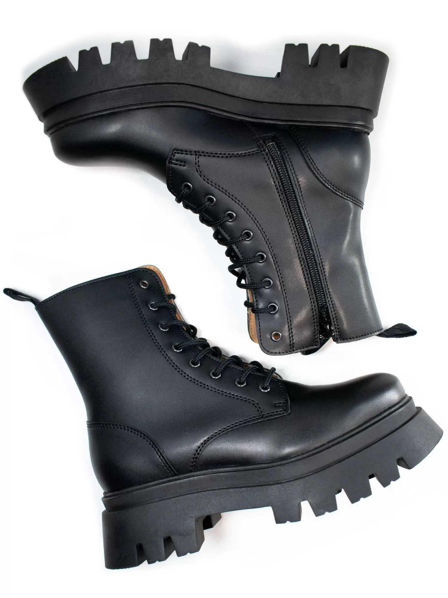 Track Sole 8-Eye Lace Up Boots