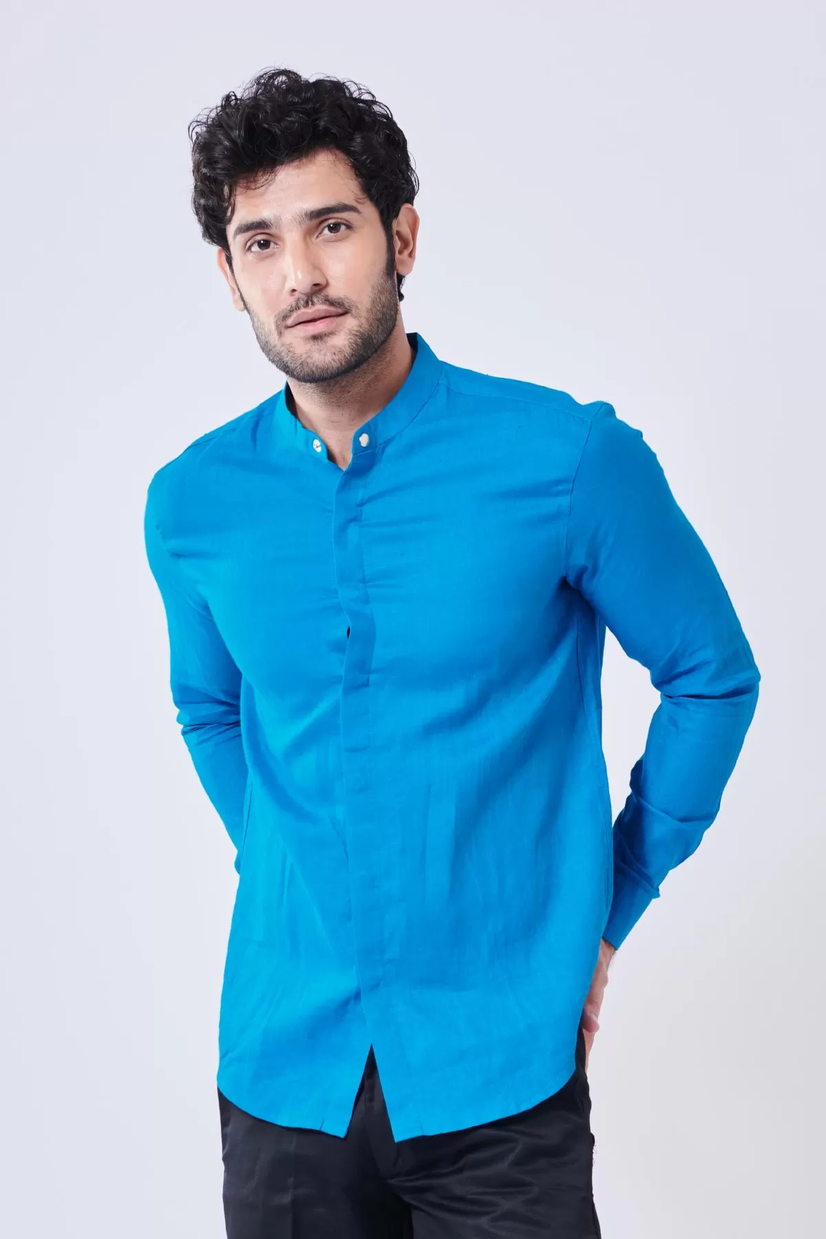 Turkish Blue Linen Shirt