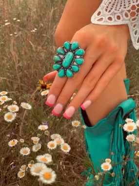 Turquoise floral Rosa ring