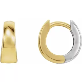 Two Tone Classic Huggies Hoop Earrings