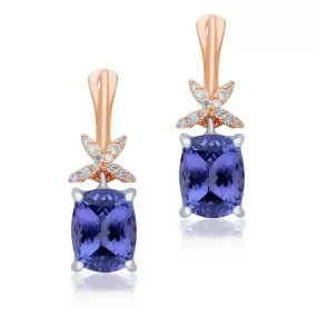 Two Tone Gold Tanzanite & Diamond Heirloom Earrings