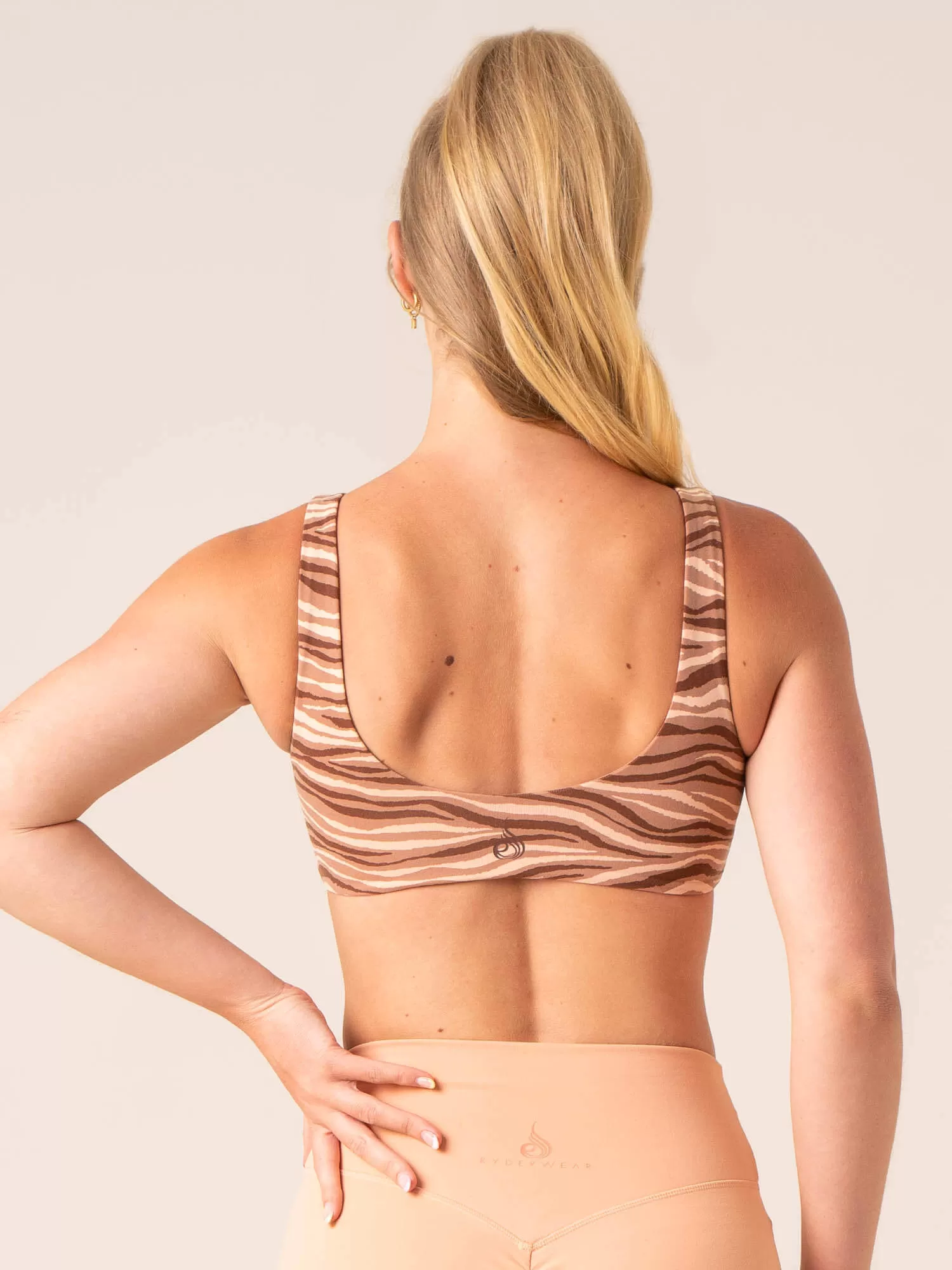 Unstoppable Lounge Bra - Mocha Zebra