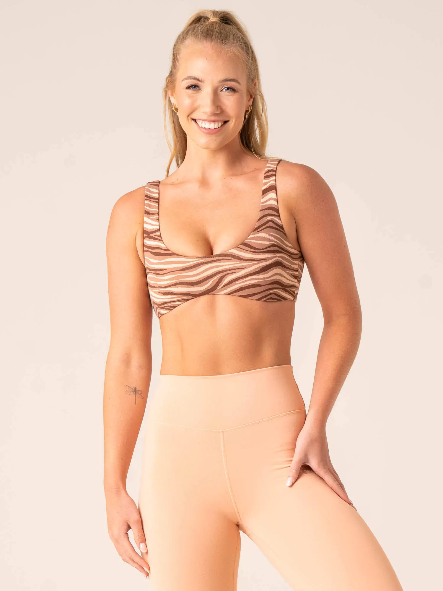 Unstoppable Lounge Bra - Mocha Zebra