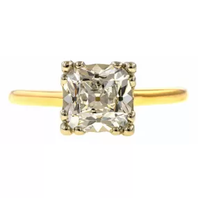 Vintage Solitaire Engagement Ring, Cushion 1.55ct.